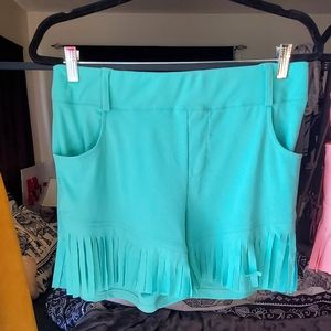 Crazy train fringe shorts